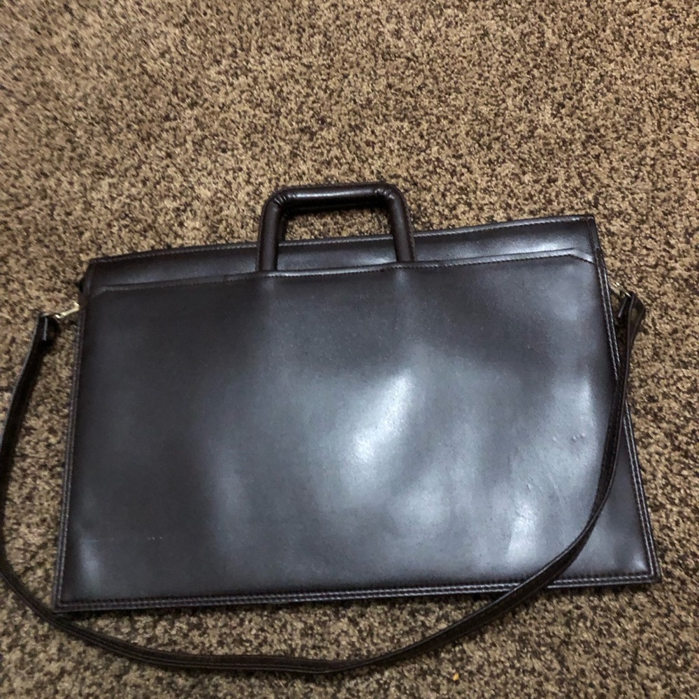Monarch Luggage Briefcase Attaché Shoulder Bag Slim Portfolio Brown - Picture 4 of 6